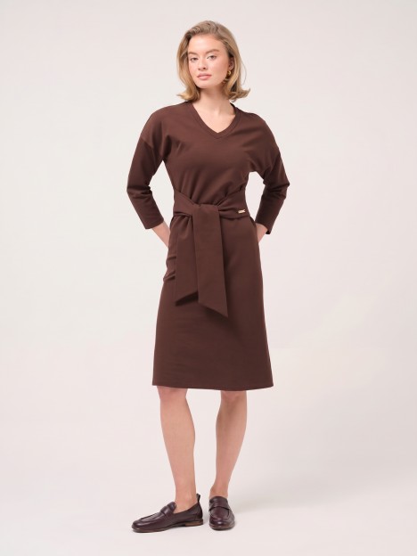 Vestido midi de malha com nó Vestido midi de malha com nó